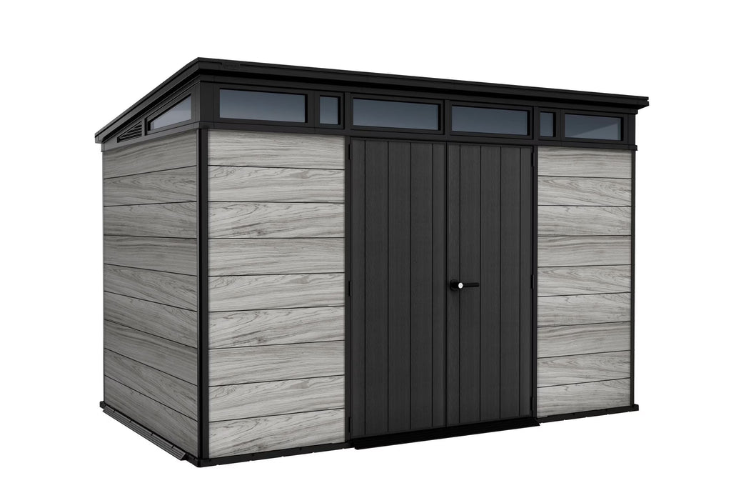 Keter Outdoor Storage Shed 11 x 7 ft, Walnut - Signature