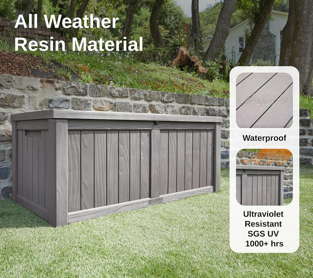 EAST OAK 230 Gallon Resin Deck Box, Grey - DB23005