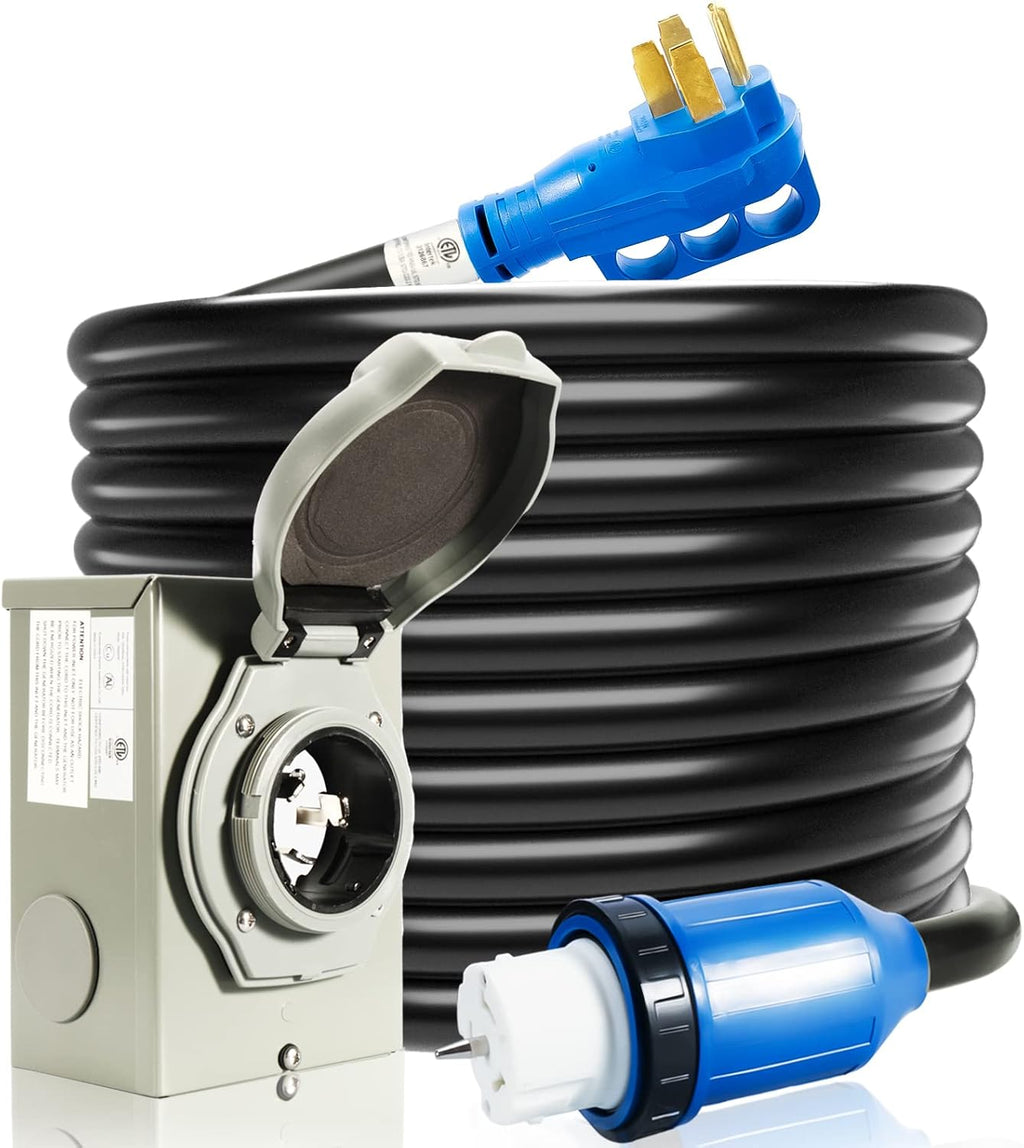 50 Amp Generator Cord And Power Inlet Box, 30FT, 125/250V - PB50