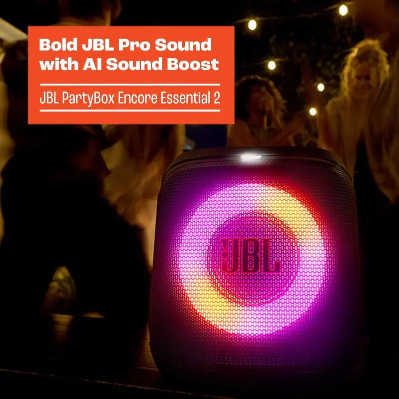 PartyBox Encore Essential 2 Portable Bluetooth Speaker - IPX4, 15-Hour Battery, 100 Watts