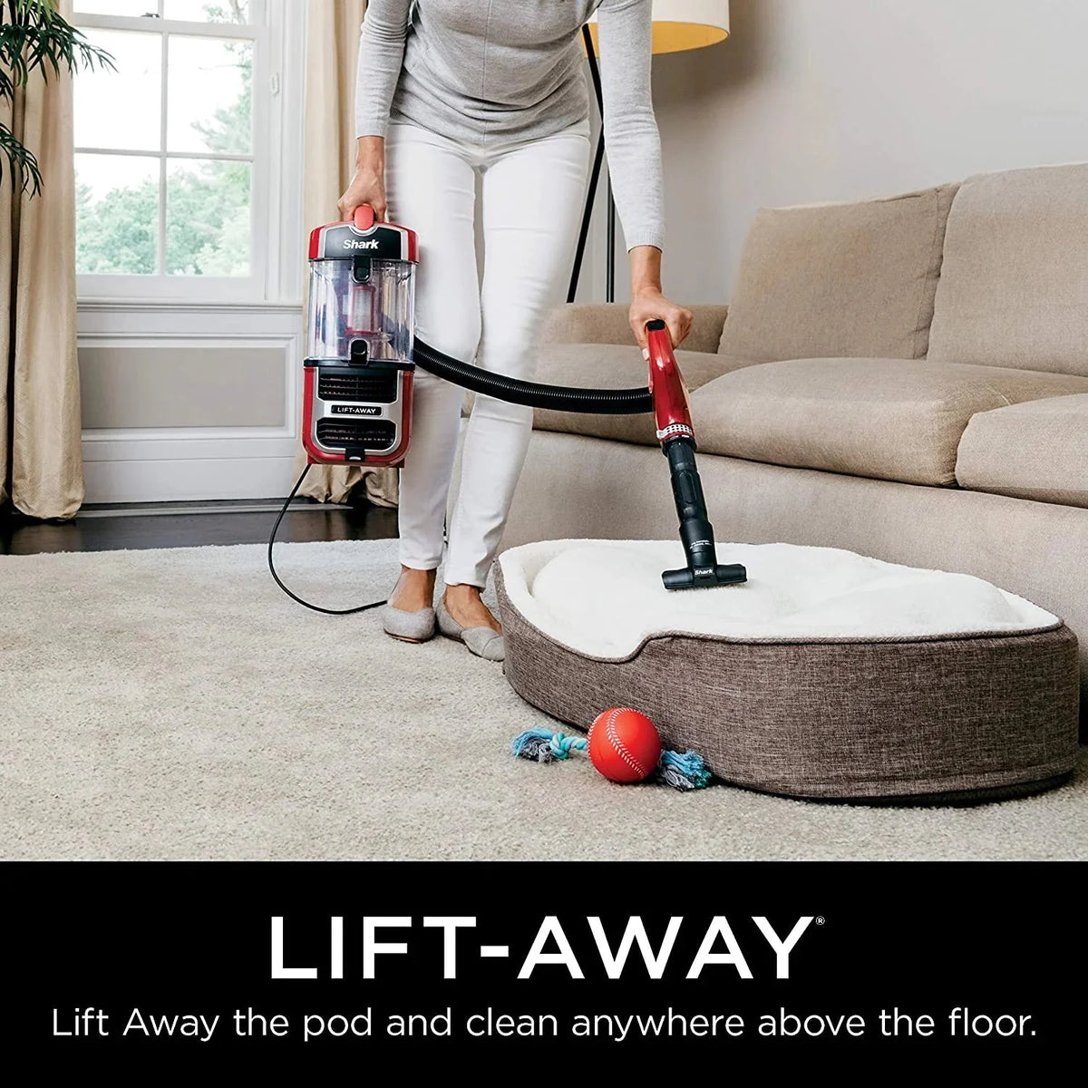 Shark Navigator Upright Vacuum With Lift-Away, Zero-M Anti-Hair Wrap And HEPA Filter, Red Peony - ZU561