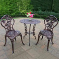 Camellia Cast Aluminum 3-Piece Bistro Set With Table And 2 Chairs - Antique Bronze