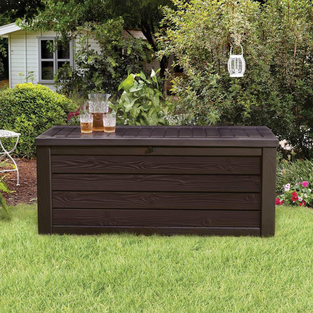 Keter Westwood 150 Gallon Resin Outdoor Storage Deck Box, Brown, 61 x 28.3 x 25.2 in