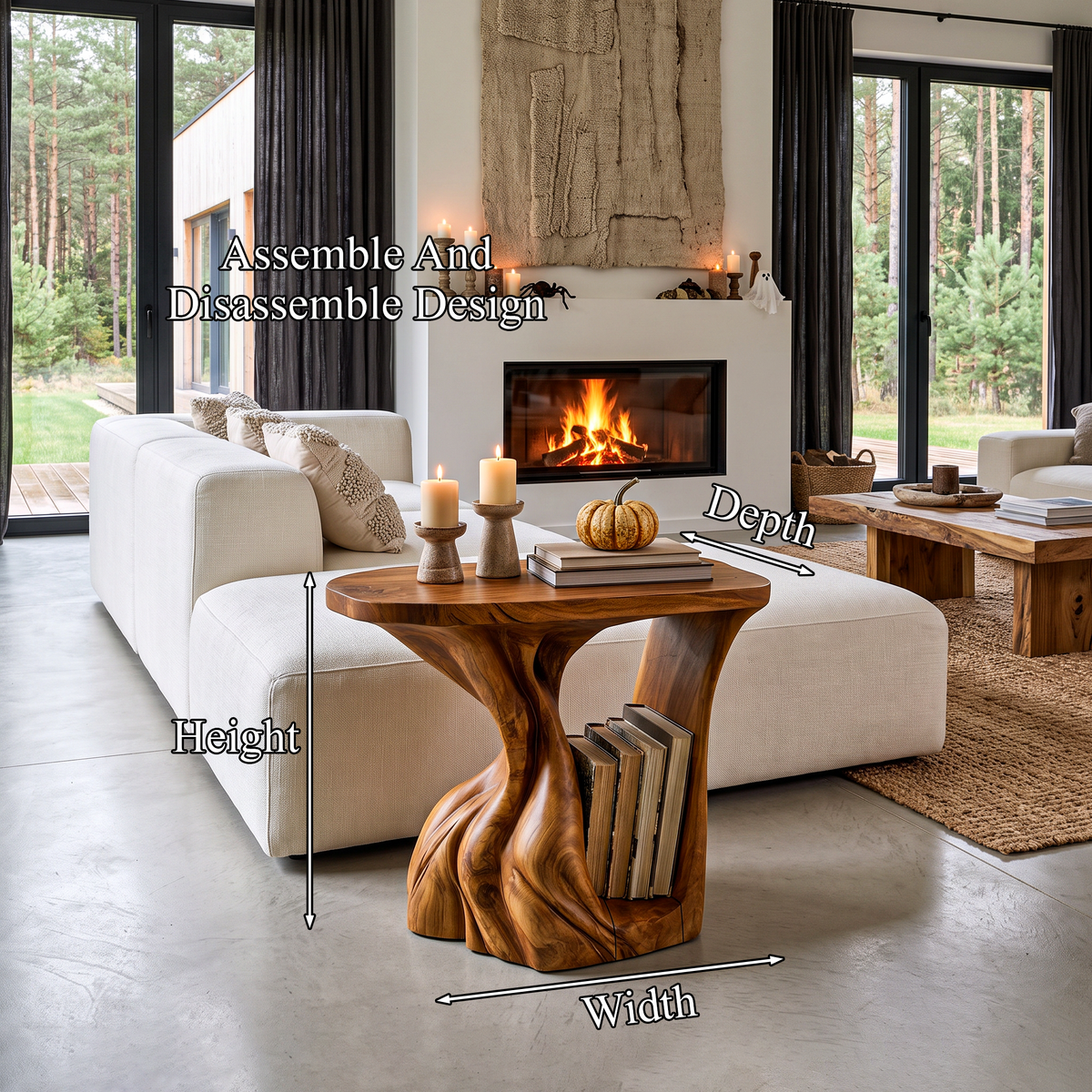 Contemporary Beside Table Halloween Inspired With Sculptural Base For Living Room - view 8