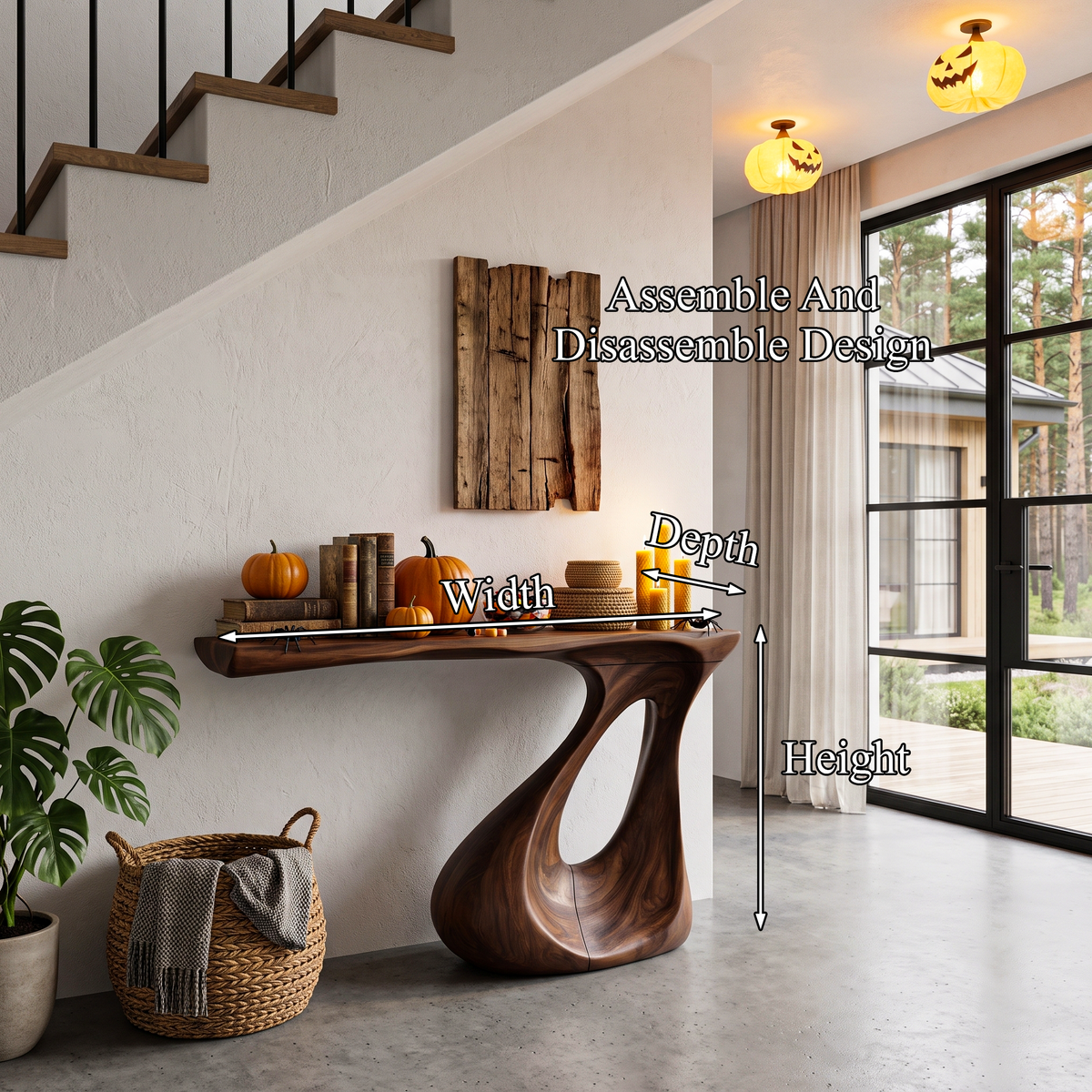 Contemporary Halloween Statement Console Table With Curved Open Base For Living Room - view 8