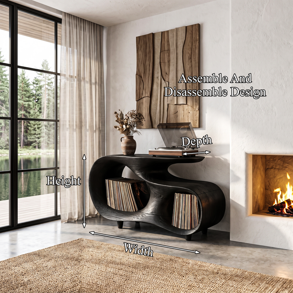 Contemporary Turntable Stand With Flowing Open Frame Design For Entryway - view 8