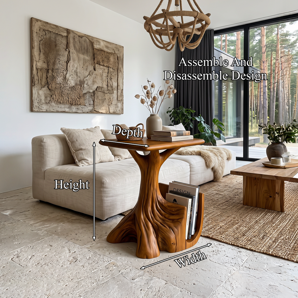 Contemporary Sculptural Side Table With Tree Inspired Base For Living Room - view 8
