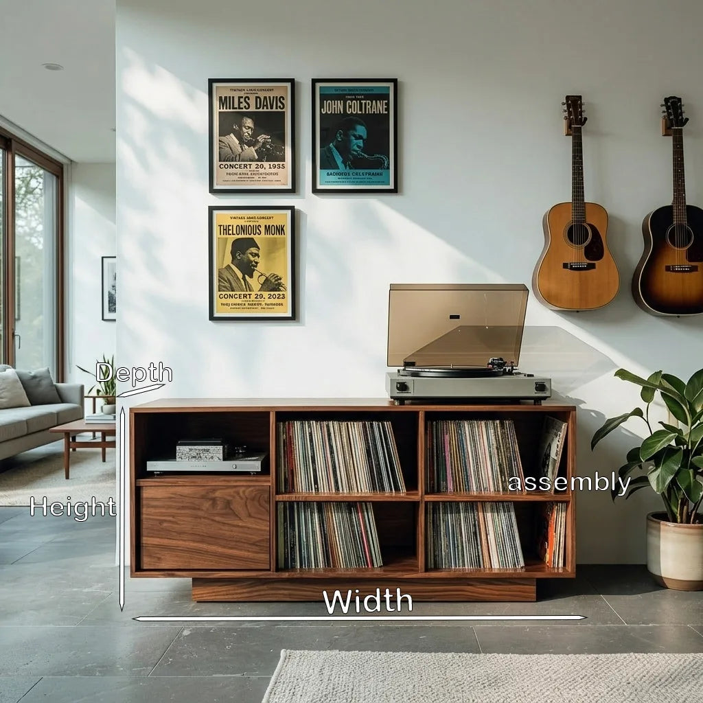 Elegant Vinyl Record Cabinet With Open Compartments For Living Room - view 8