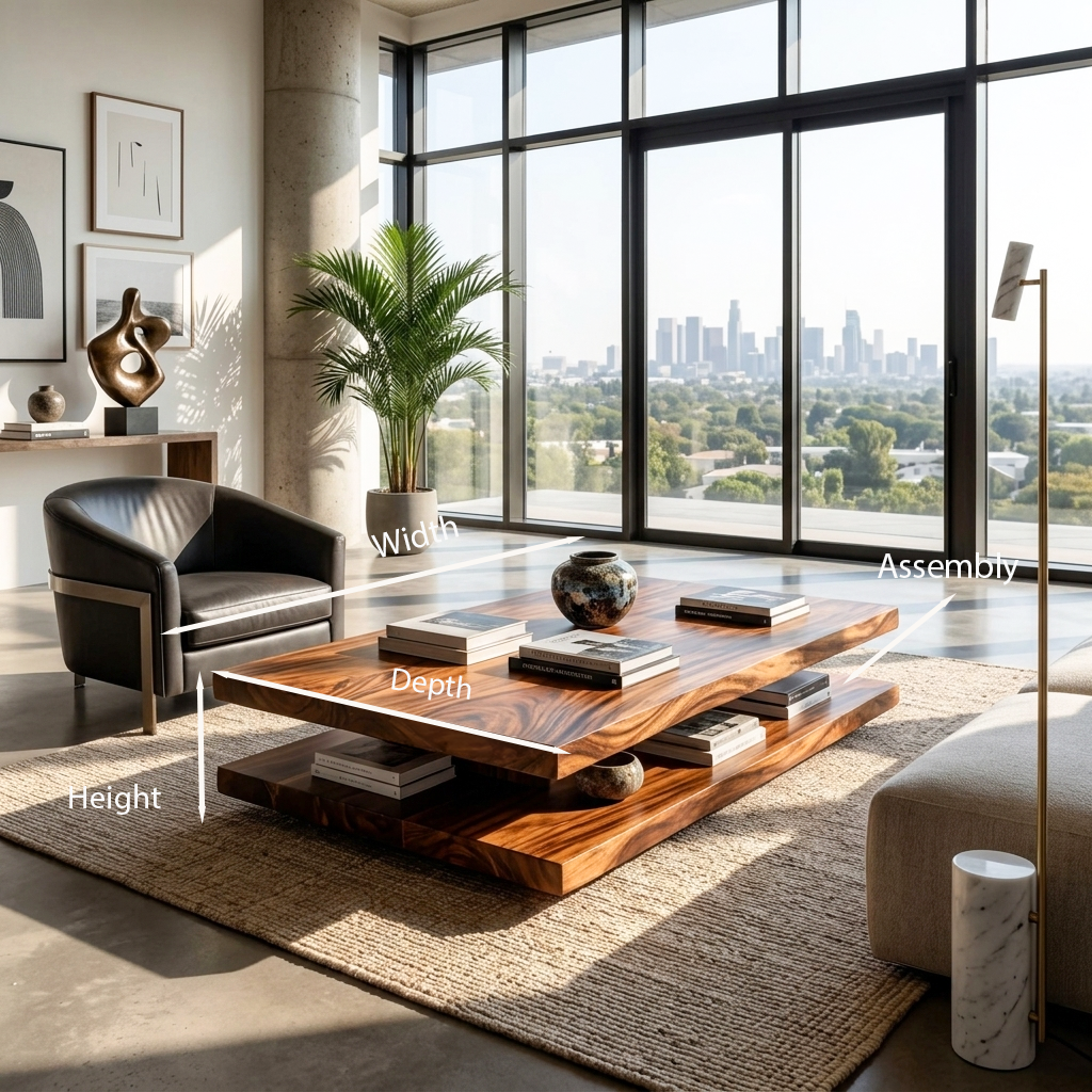 Elegant Wooden Coffee Table Two Layers For Living Room - view 8