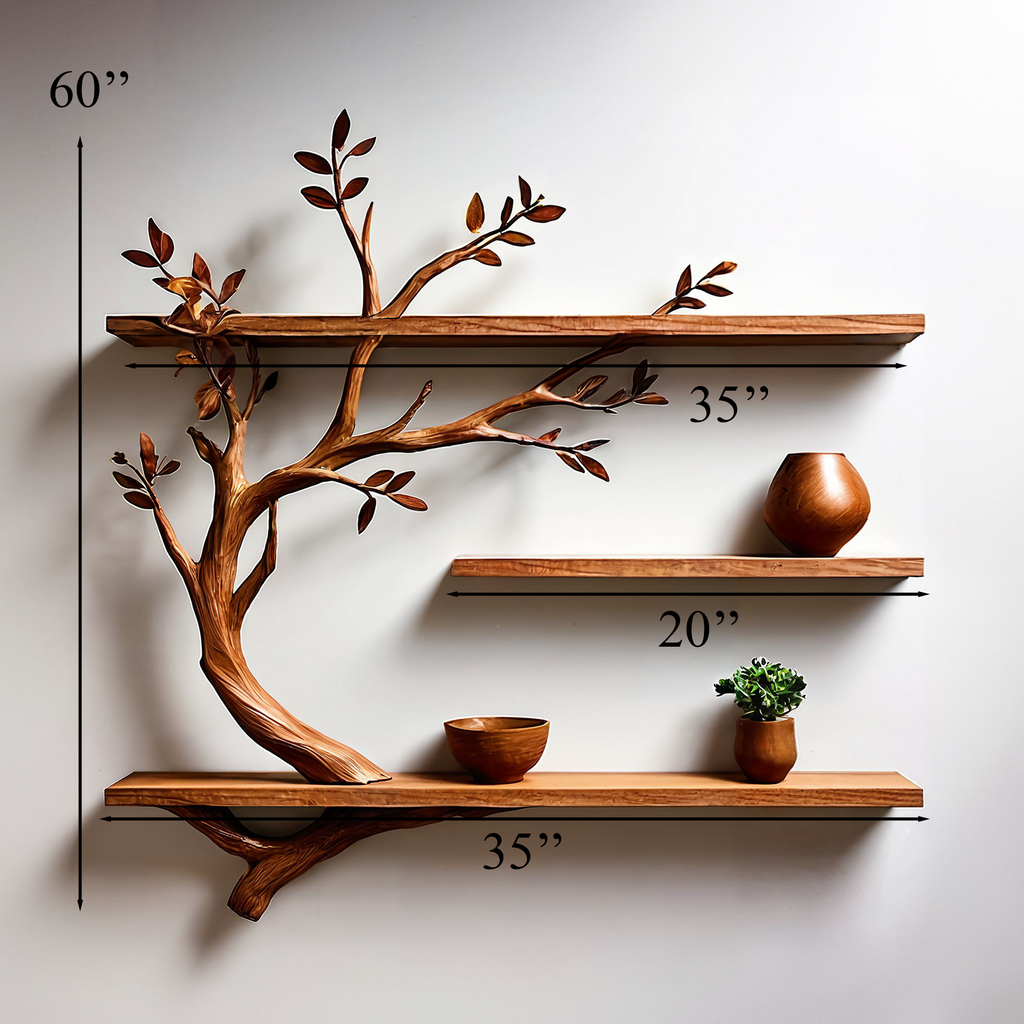 Custom Floating Bookshelf Driftwood Tree Branch Wall Mount - view 2
