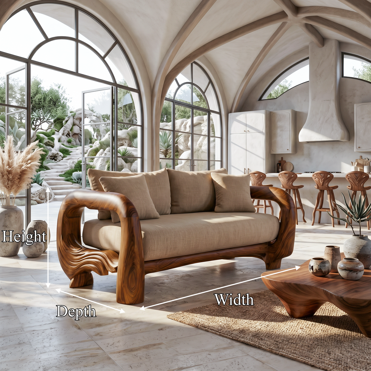 Contemporary Lounge Sofa Frame With Sculptural Wooden Base For Living Room - view 8