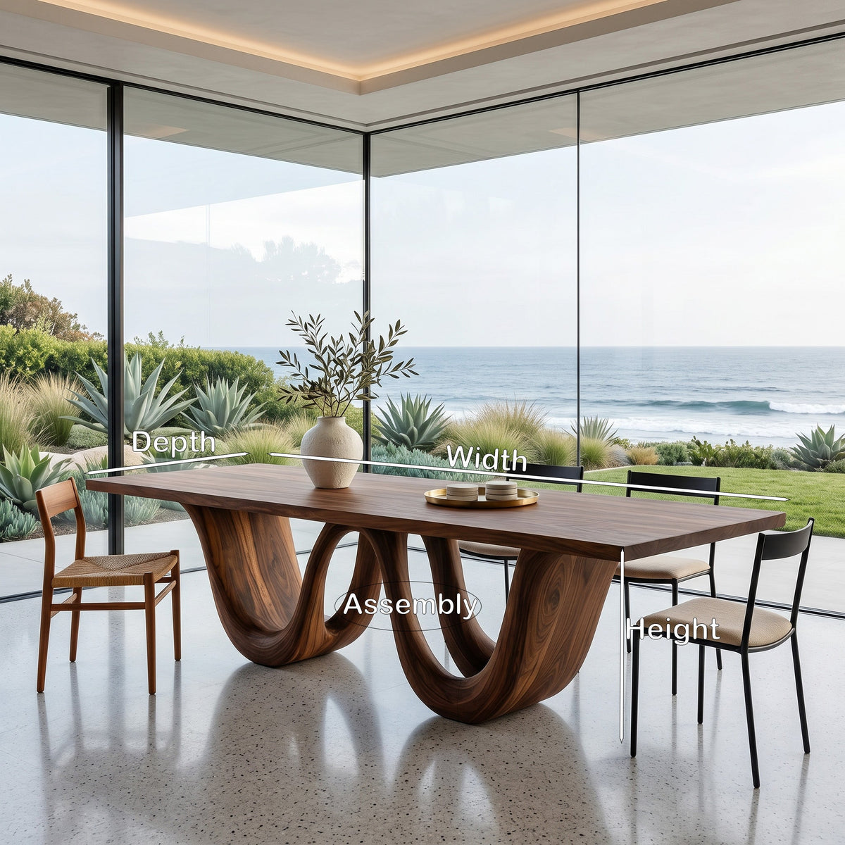 Contemporary Two Wavy Legs Dining Table For Dining Room - view 8
