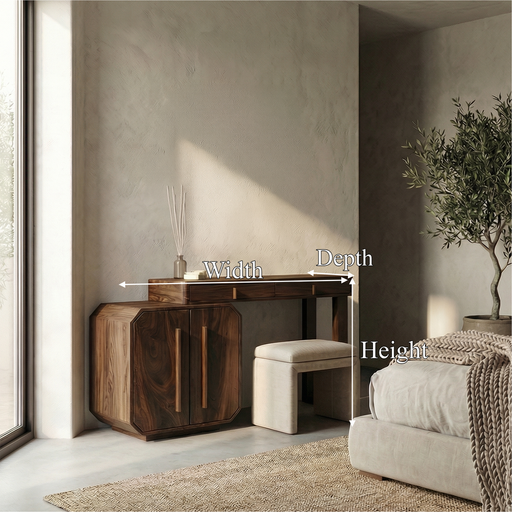 Contemporary Dressing Table With Storage Cabinet Sculptural Design For Bedroom - view 8