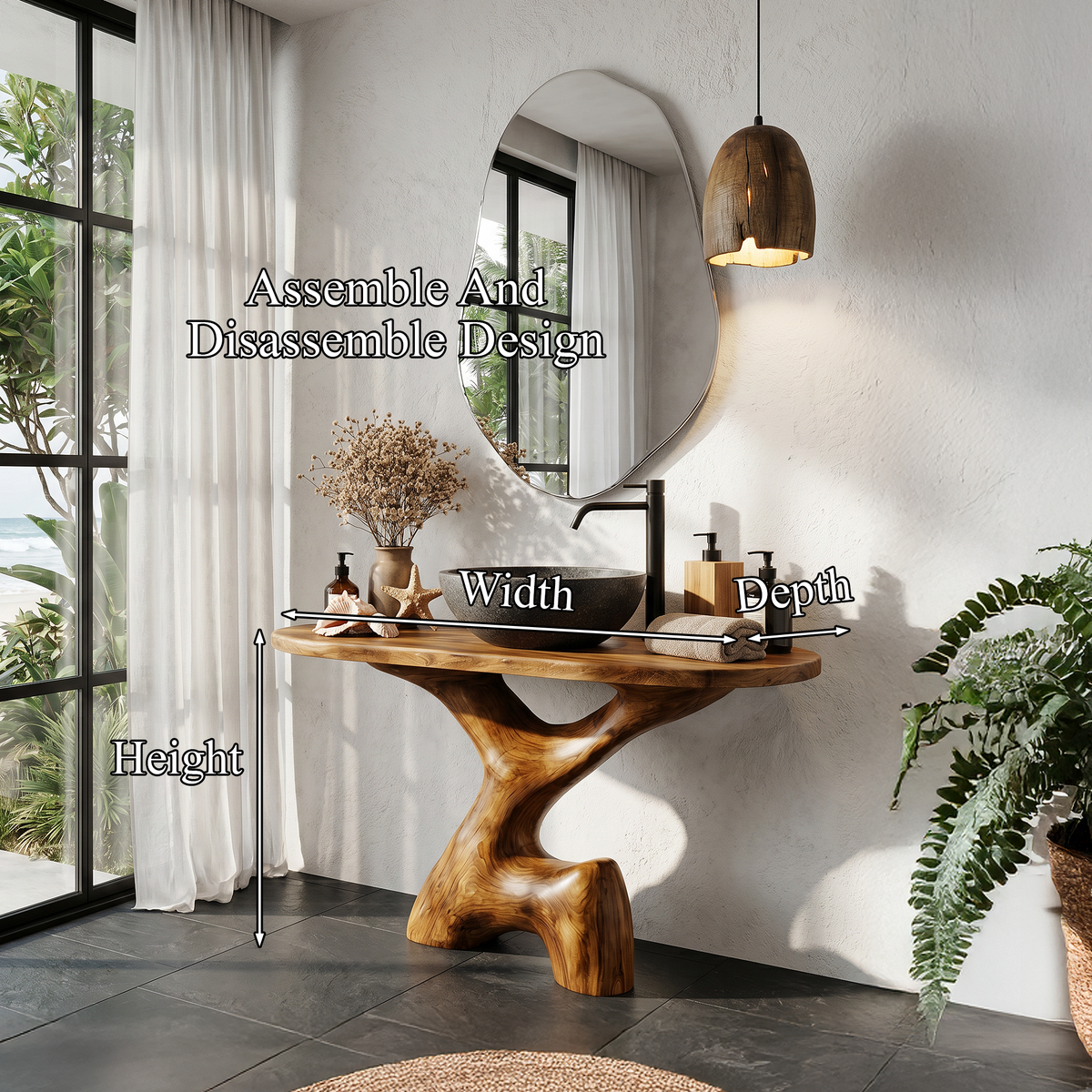 Contemporary Sculptural Bathroom Vanity Freestanding Sink Console - view 8