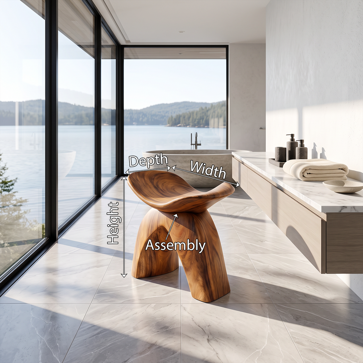 Farmhouse Bath Seat For Cozy Bathroom Furniture Decor - view 8