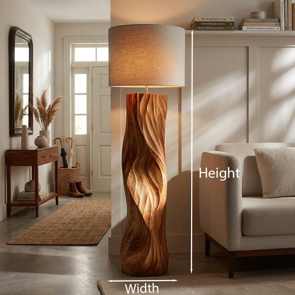 Contemporary Wood Floor Lamp Sculptural Design For Home Lobby - view 8