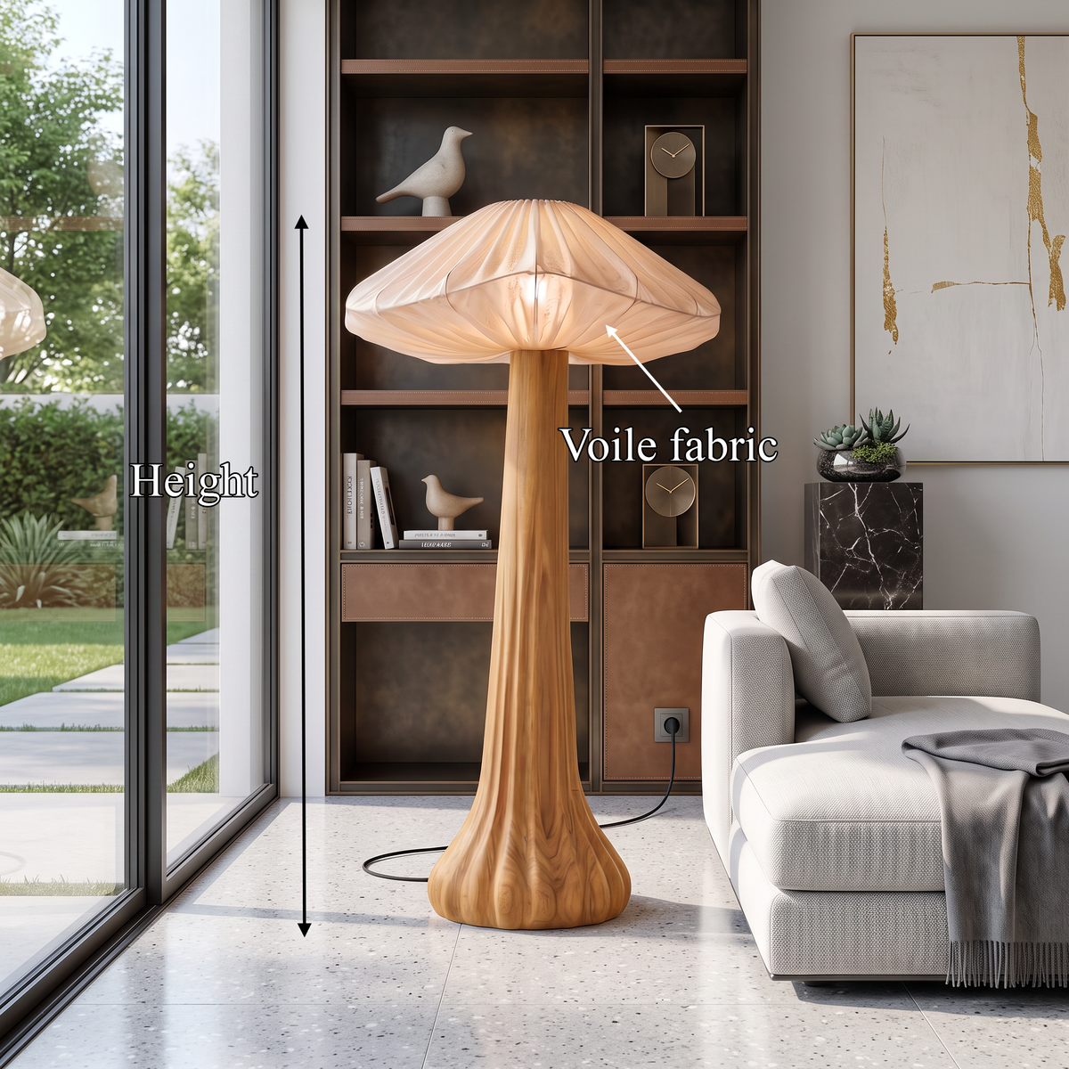 Contemporary Floor Lamp Organic Mushroom Design Reading Corner - view 8