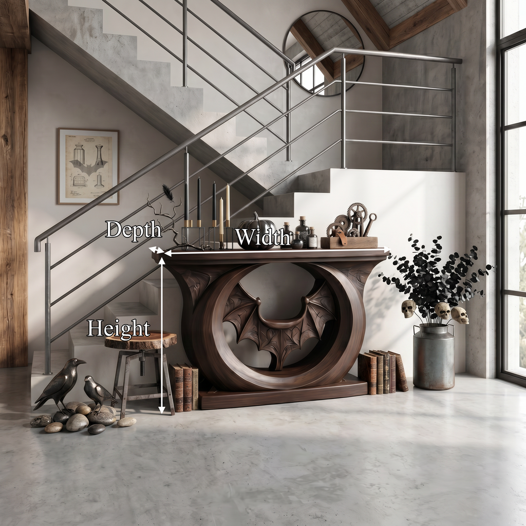 Contemporary Halloween Console Table With Sculptural Bat Design For Entryway And Living - view 8