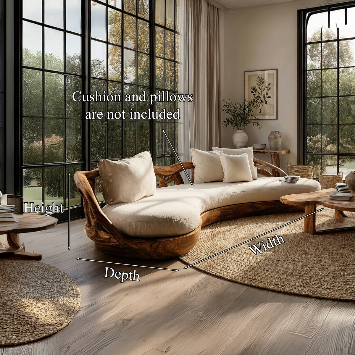 Contemporary Organic Sofa Solid Wood Frame Smooth Curved Design Living Room And Lounge - view 8