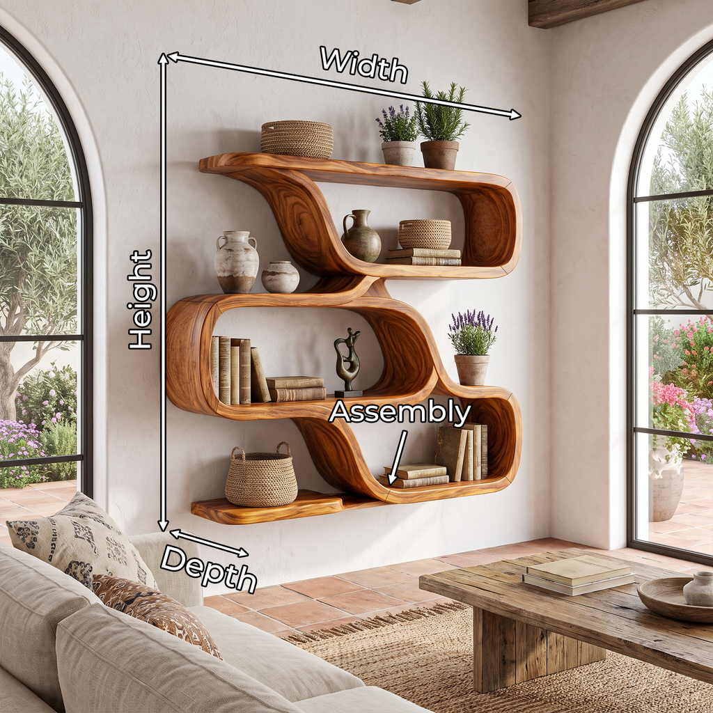 Farmhouse Curved Wood Shelves for Entryway - view 8