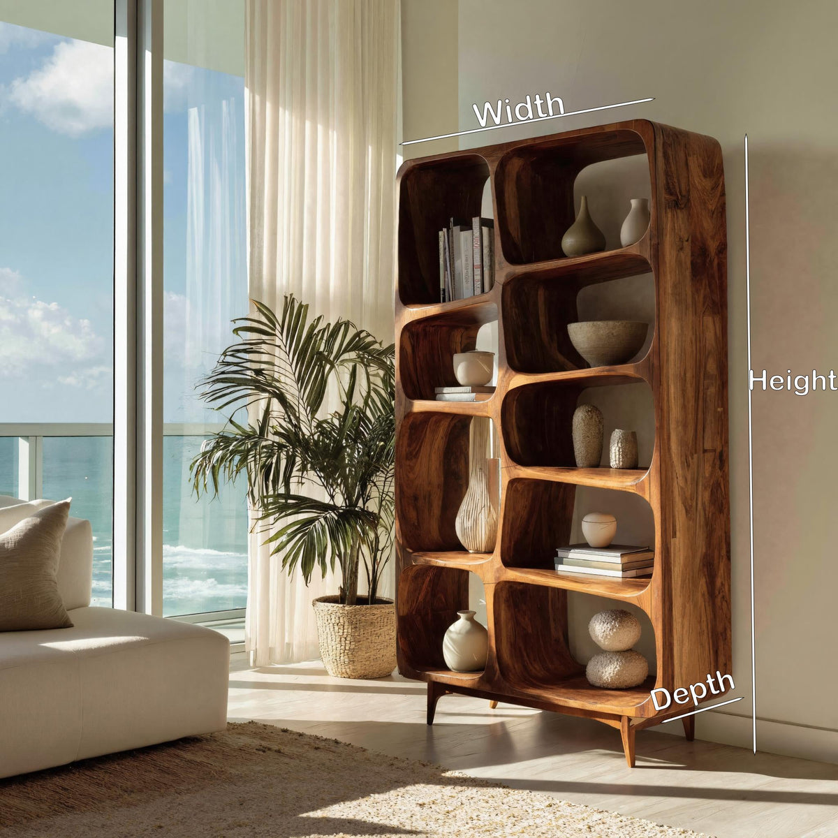 Contemporary Solid Wood Bookshelf For Coastal Interior - view 7