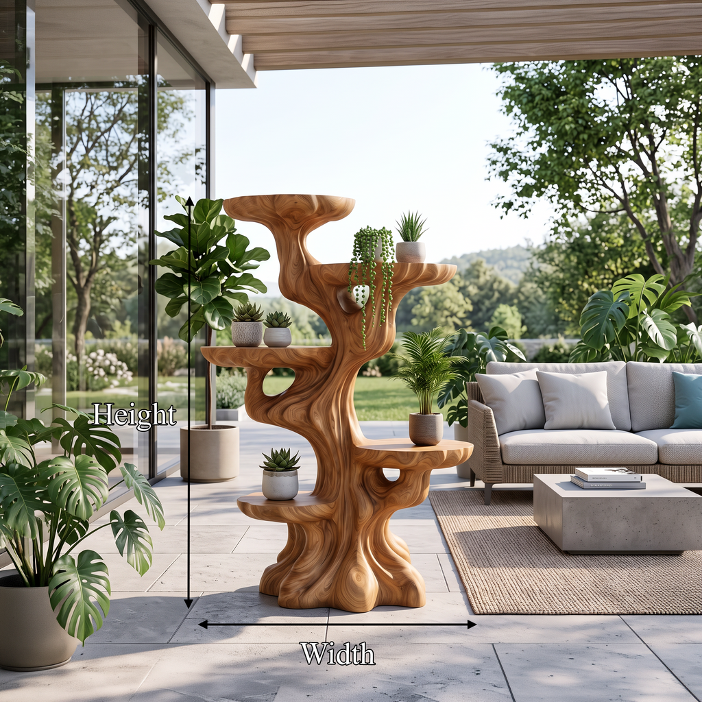 Contemporary Sculptural Plant Stand With Tiered Tree For Entryway - view 8