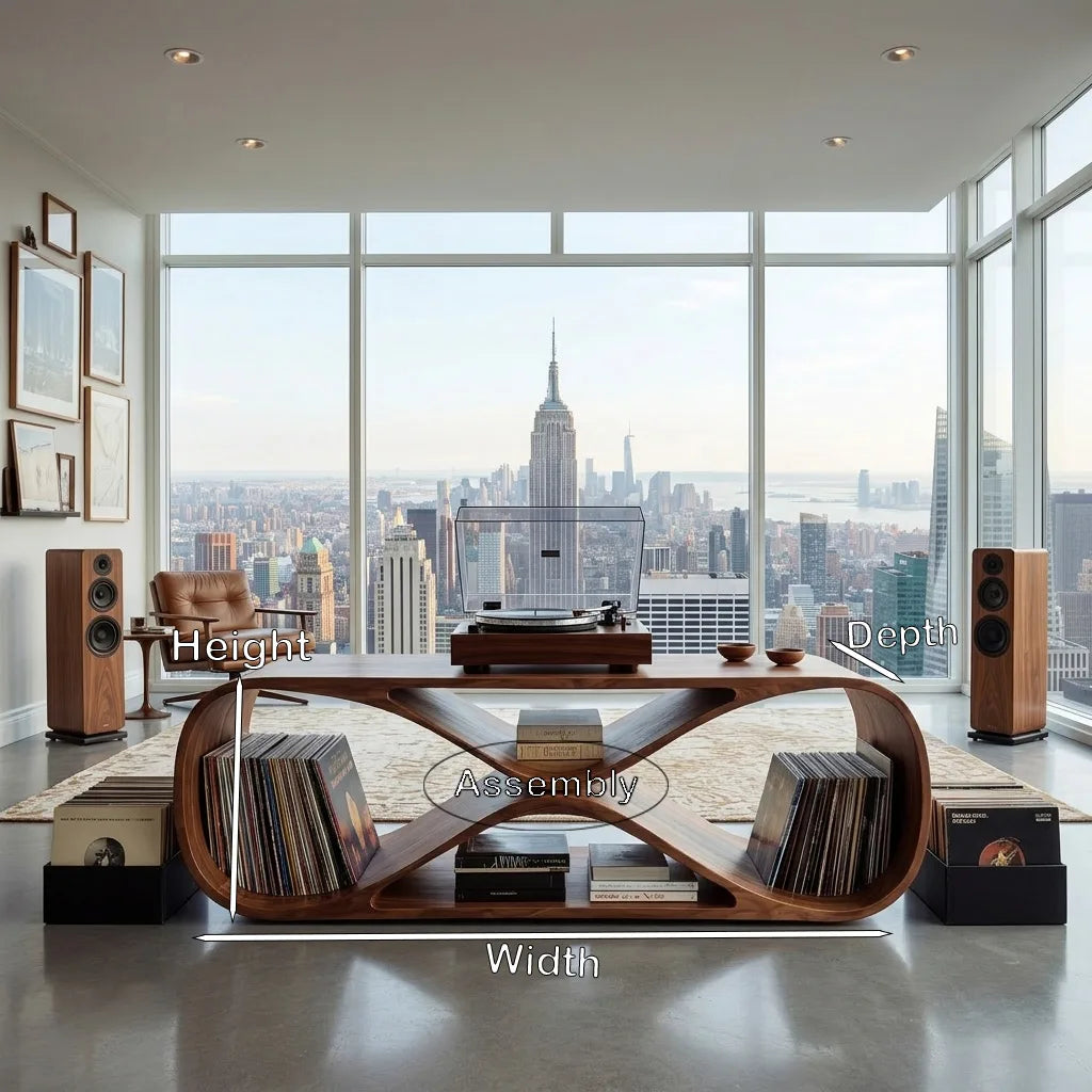 Contemporary Sculptural Wooden Record Player Console For Living Room - view 8
