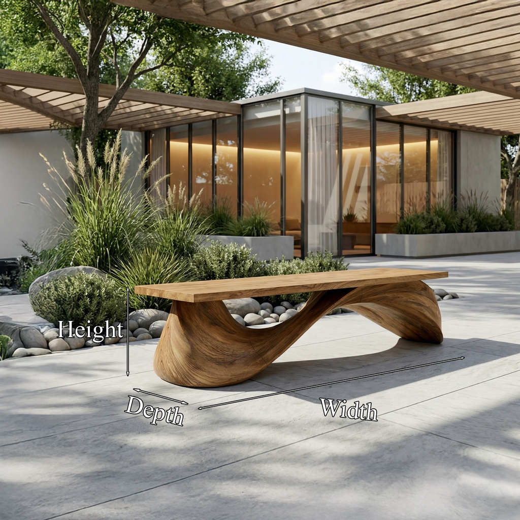 Contemporary Wave Bench Solid Wood Elegant Loop Design Hallway And Entryway - view 8