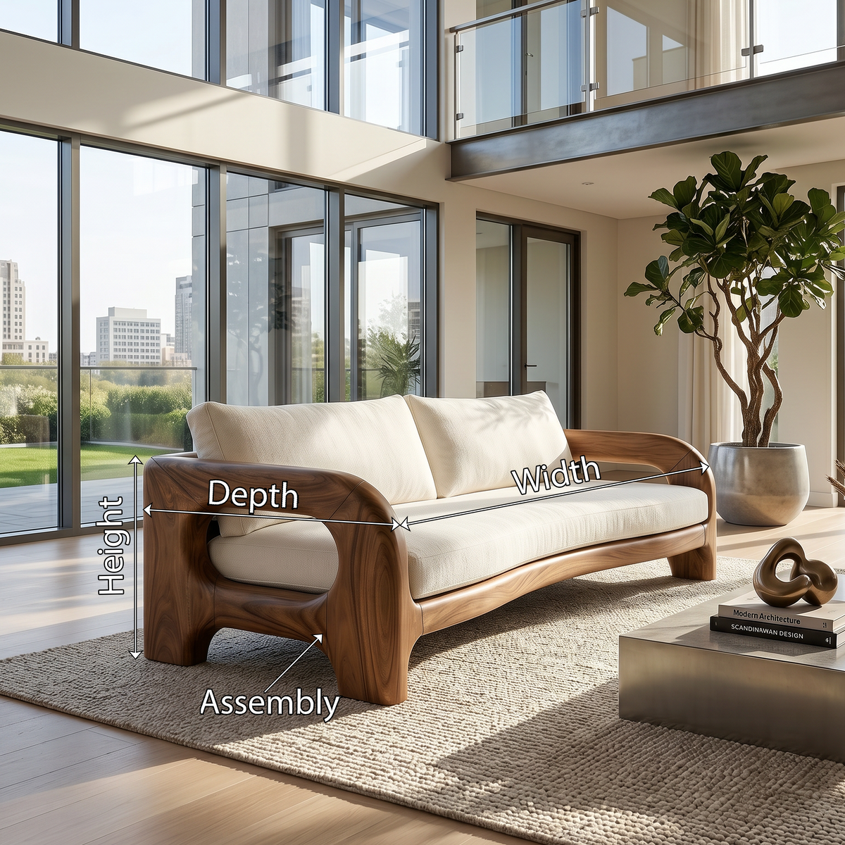 Contemporary Solid Wood Sofa With Architectural Frame For Modern Home - view 8
