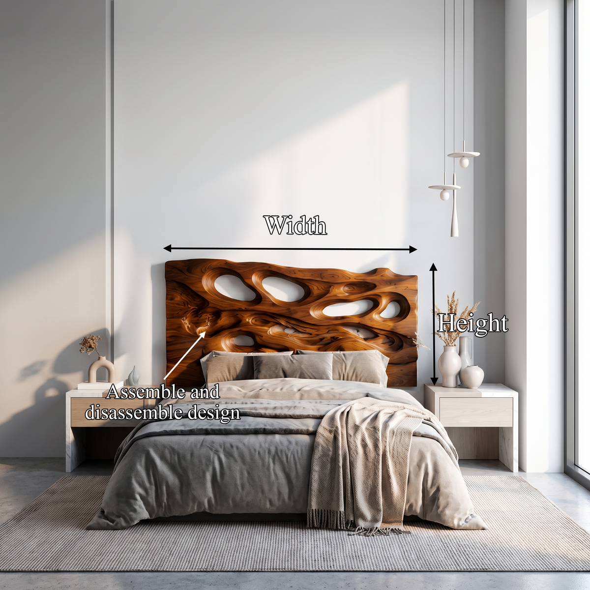 Contemporary Cutout Headboard Wooden Bed Headboard For Bedroom - view 8