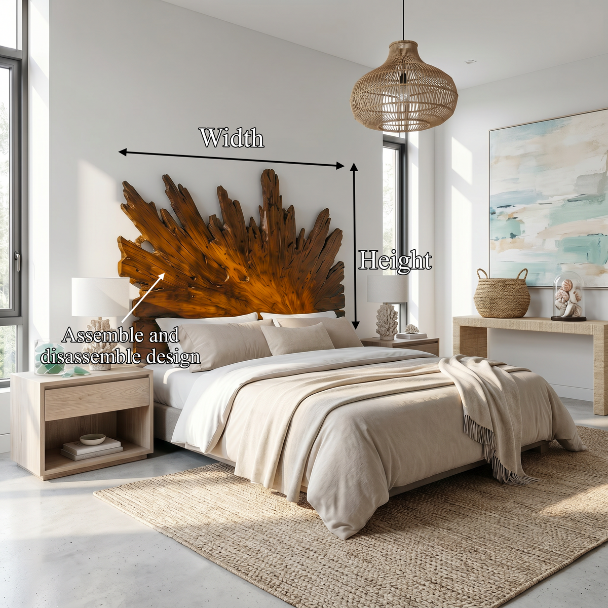 Art Deco Sunburst Headboard Wooden Bed Headboard For Bedroom - view 8