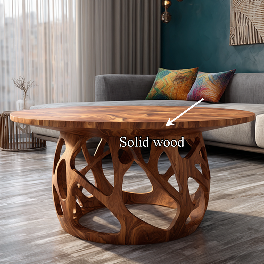 Coffee Table Solid Wood Handmade Art Style Gift