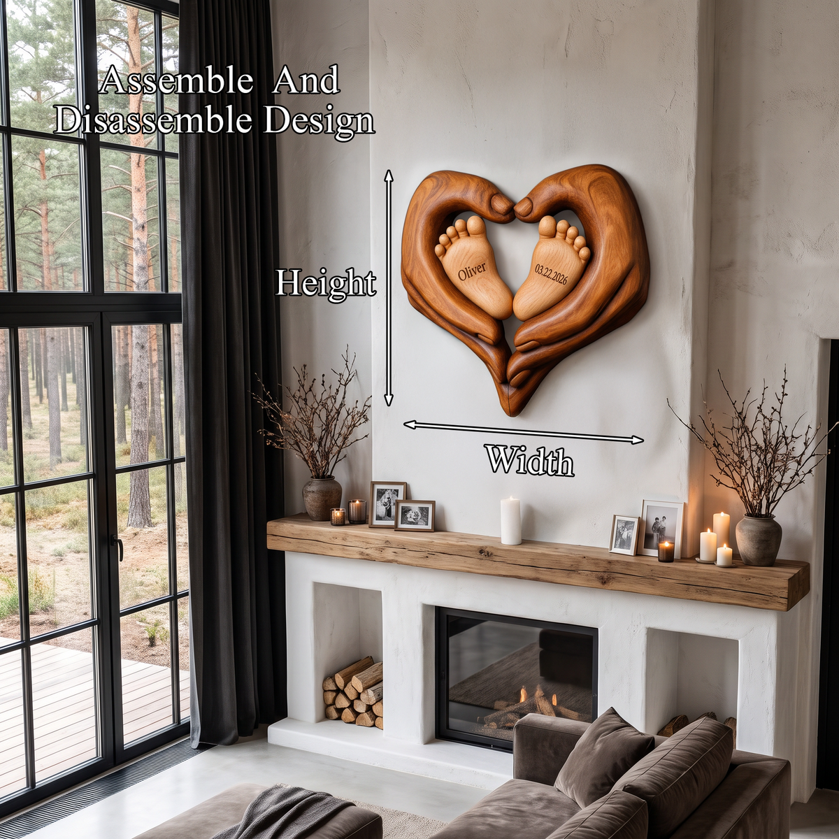Contemporary Personalized Baby Wall Decor With Sculptural Baby Feet Design For Nursery - view 8