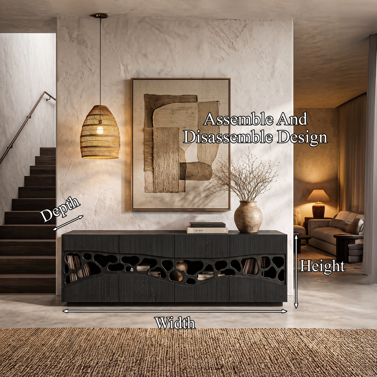 Contemporary Sideboard With Organic Cutout Design For Dining Room And Living Room - view 8