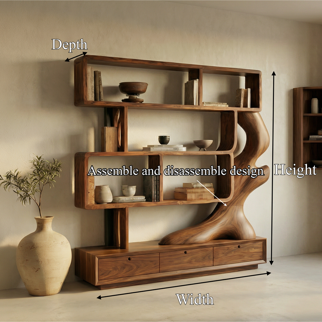 Contemporary Wooden Bookcase With Storage For Living Room - view 8
