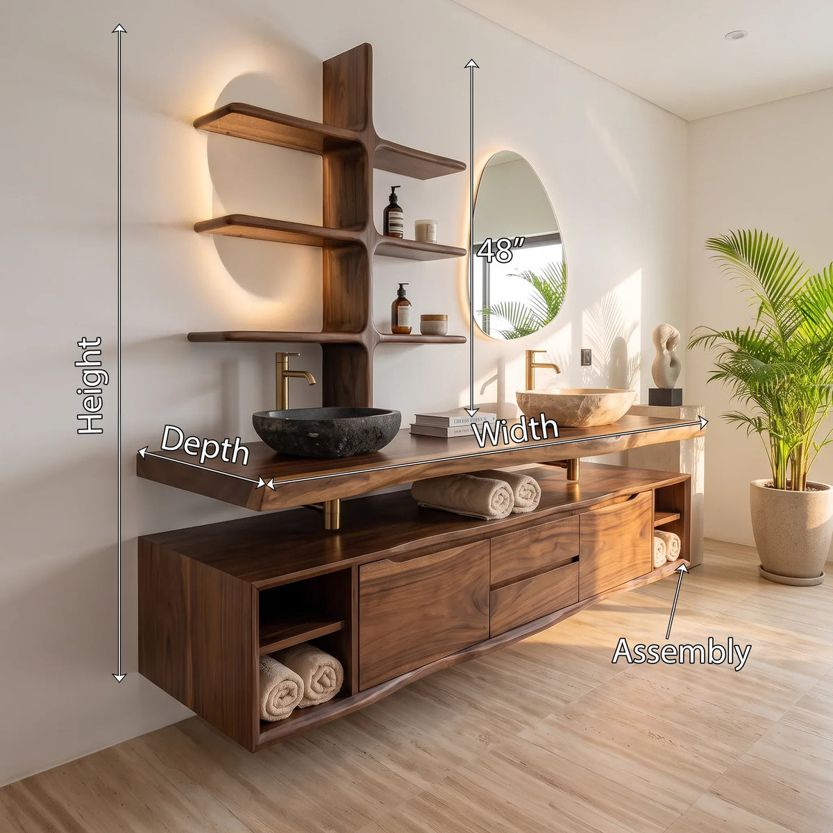 Contemporary Wall Mounted Bathroom Vanity Wellness Suite - view 8