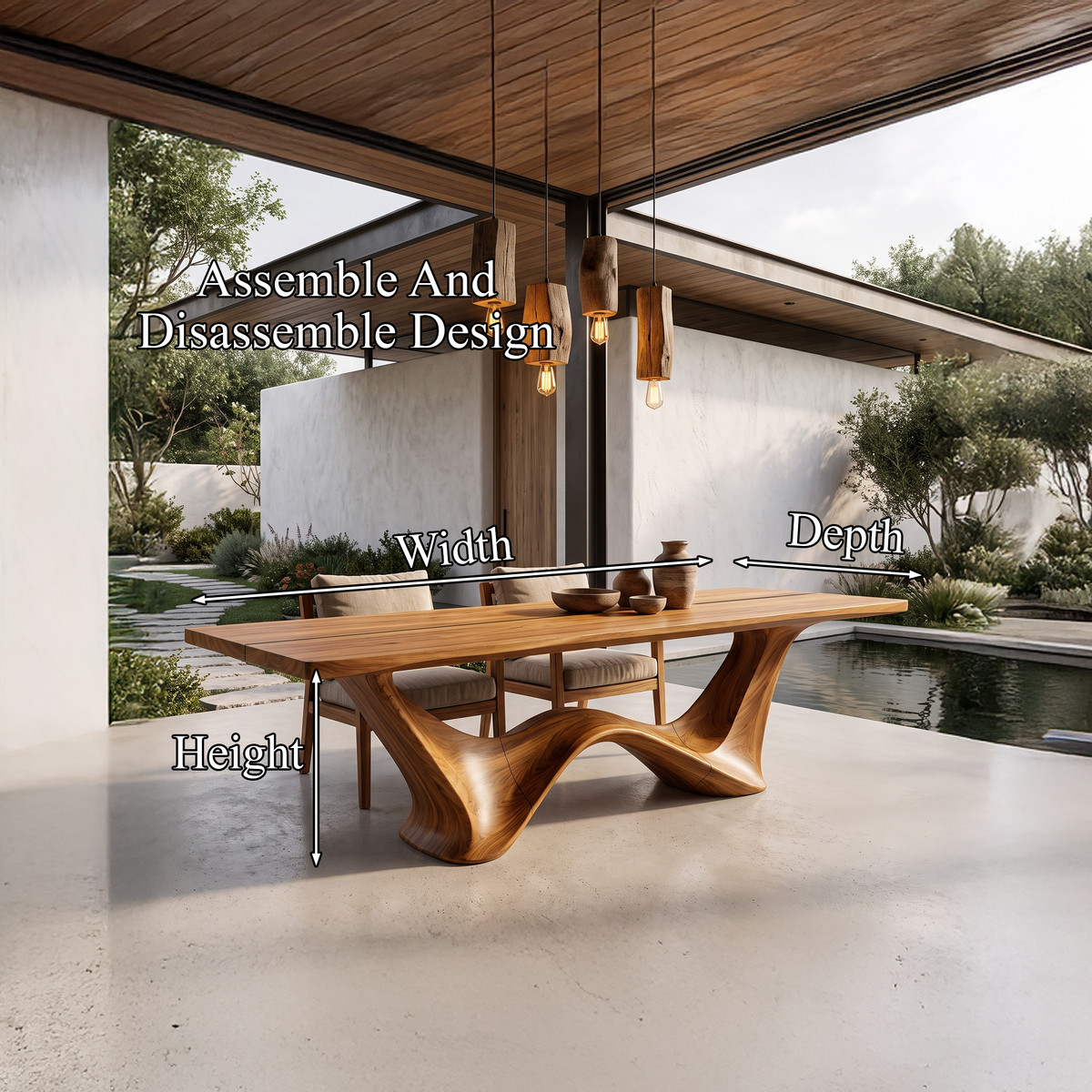 Contemporary Dining Table With Architectural Wave Design For Dining Room And Breakfast - view 8