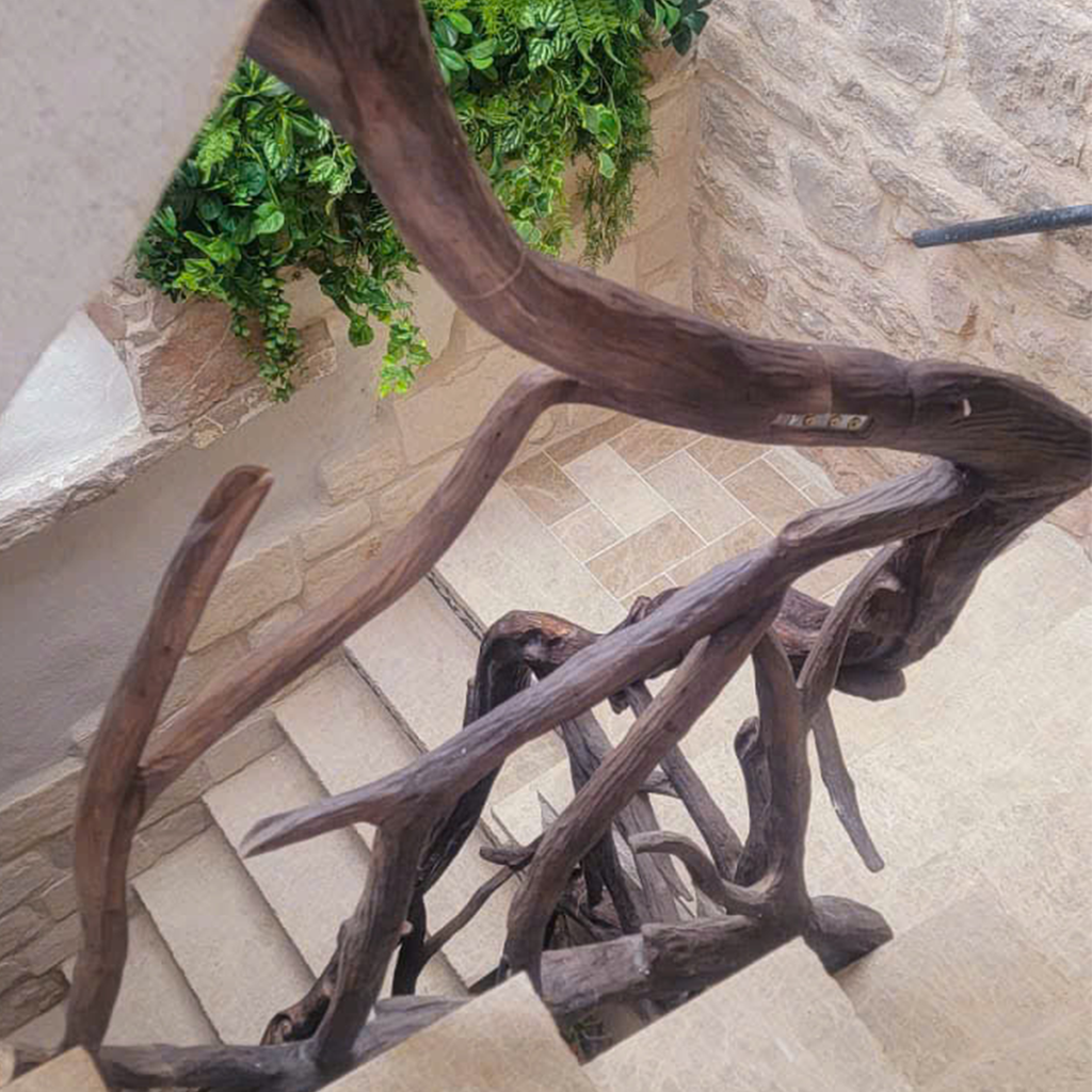 Elegant Wooden Branch And Leaf Stair Railing Custom Stair Railing Country Style