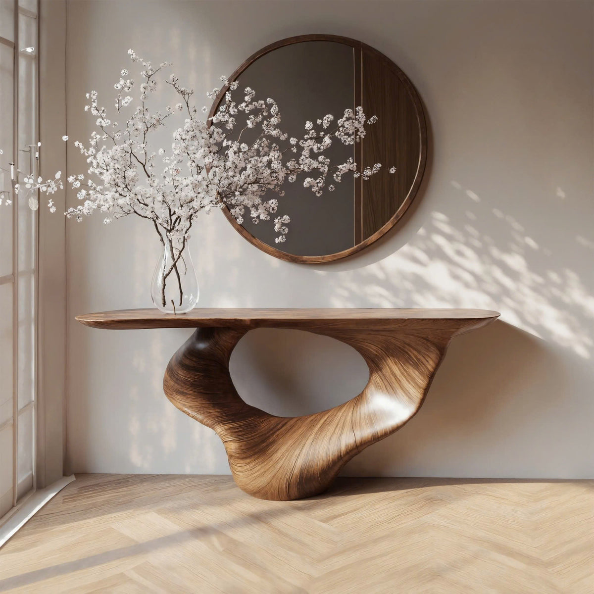 Console Table Unique Art Solid Wood Handmade Narrow Wood - view 3