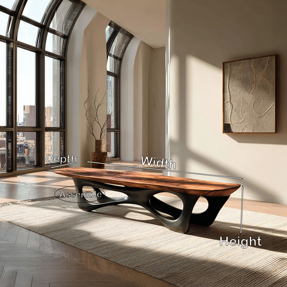 Curved Wooden Statement Bench For Modern Apartment - view 8