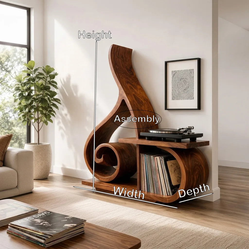 Contemporary Sculptural Wooden Record Player Stand For Living Room - view 8