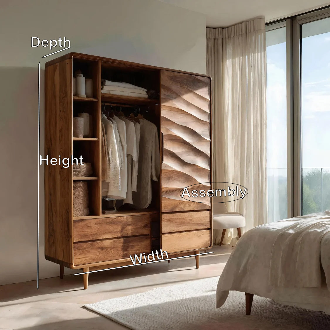 Contemporary Wardrobe With Drawers And Shelf For Bedroom - view 8