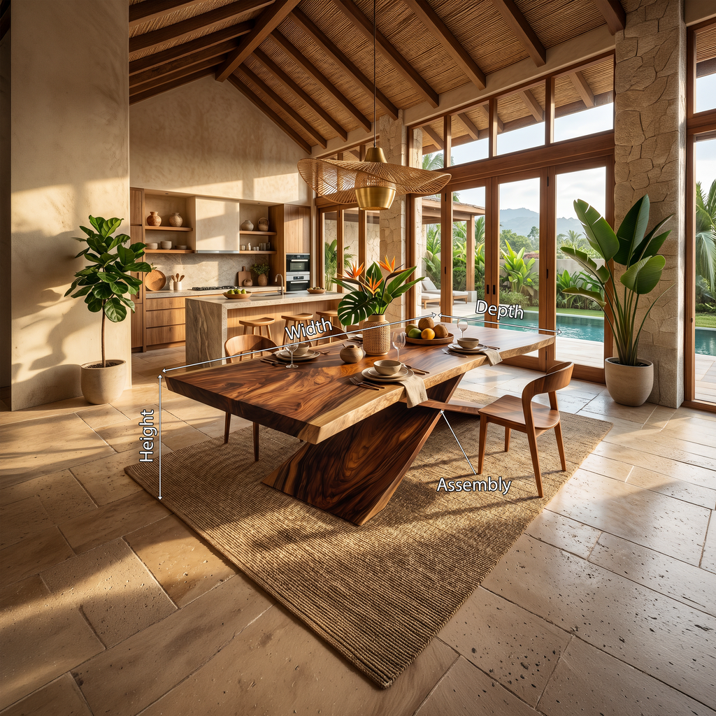 Contemporary Organic Live Edge Solid Wood Dining Table - view 8