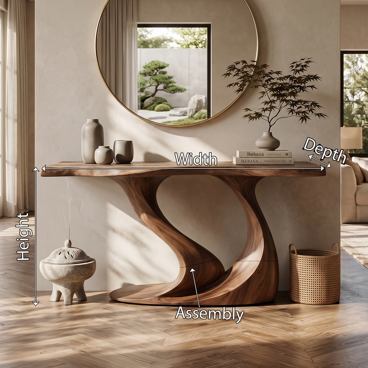Contemporary Wave Base Console Table Luxury Hallway - view 8