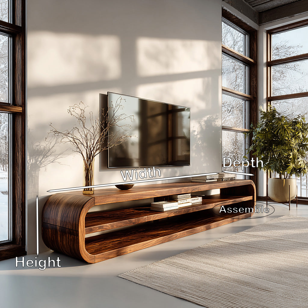 Contemporary Wooden TV Console With Open Storage For Living Room - view 8