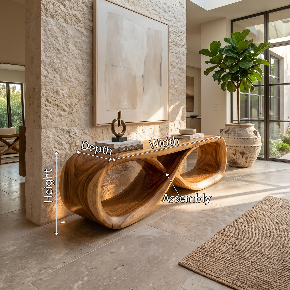 Curved Wooden Bench Contemporary Residence - view 8