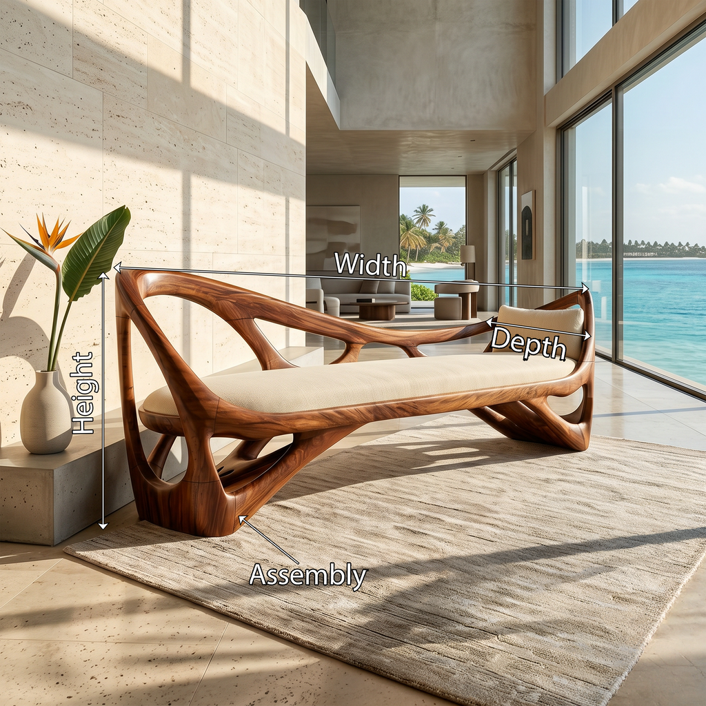 Contemporary Solid Wood Bench Family Room - view 8