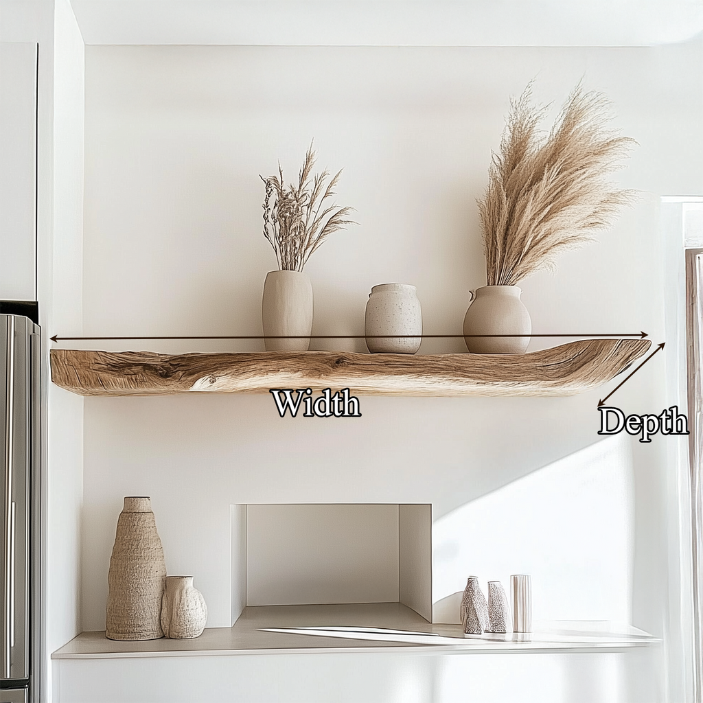Boho Kitchen Floating Shelf Natural Edge Wooden Shelf For Wall Storage - view 7