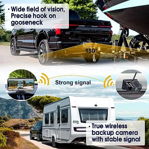 DoHonest Wireless Magnetic WiFi Backup Camera, HD 1080P, 6 Magnets, 9600mA, 16 IR Lights, 150 Degree - V7