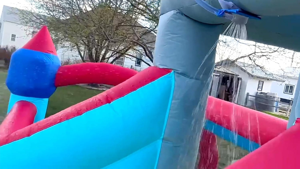 ROOJER Inflatable Water Slide Bounce House 8-in-1 With 450W Blower - Crocodile Water Park